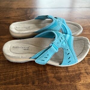 Earth Origins Women's Blue Baylee Slip-On Strap Sandals Size 9